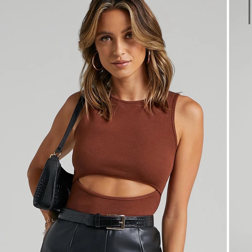 Showpo Malvina Bodysuit Chocolate Brown NWT